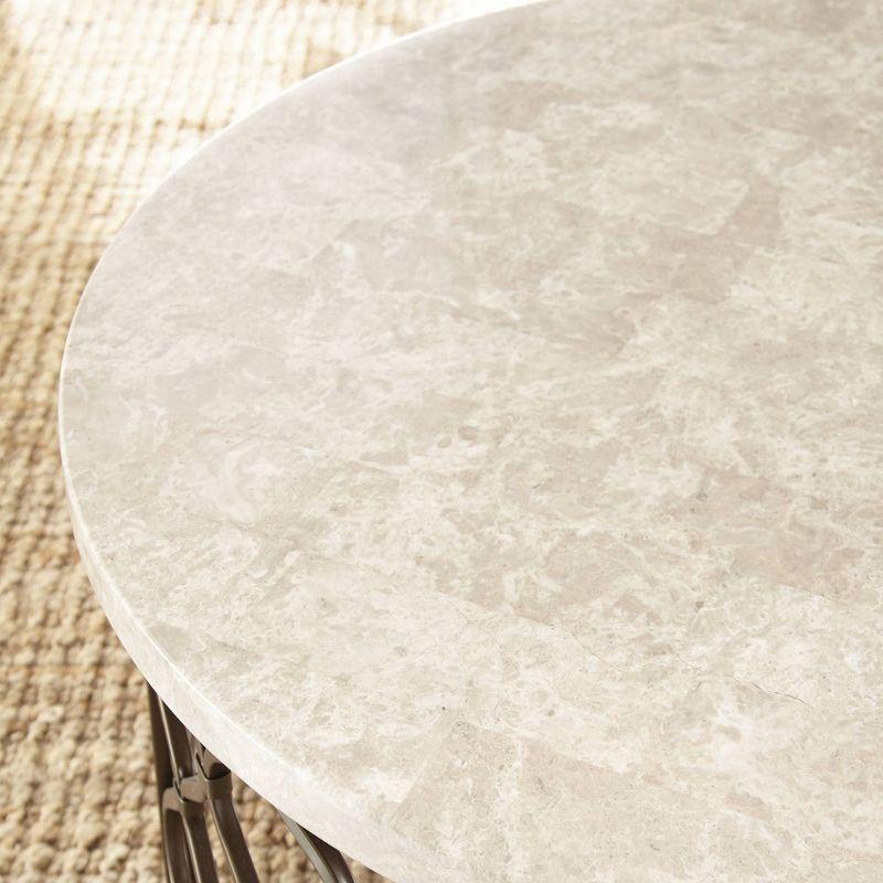 Roland End Table Faux Marble and Metal - Steve Silver Co.: Transitional Style, Round Side Table with Veneer Finish