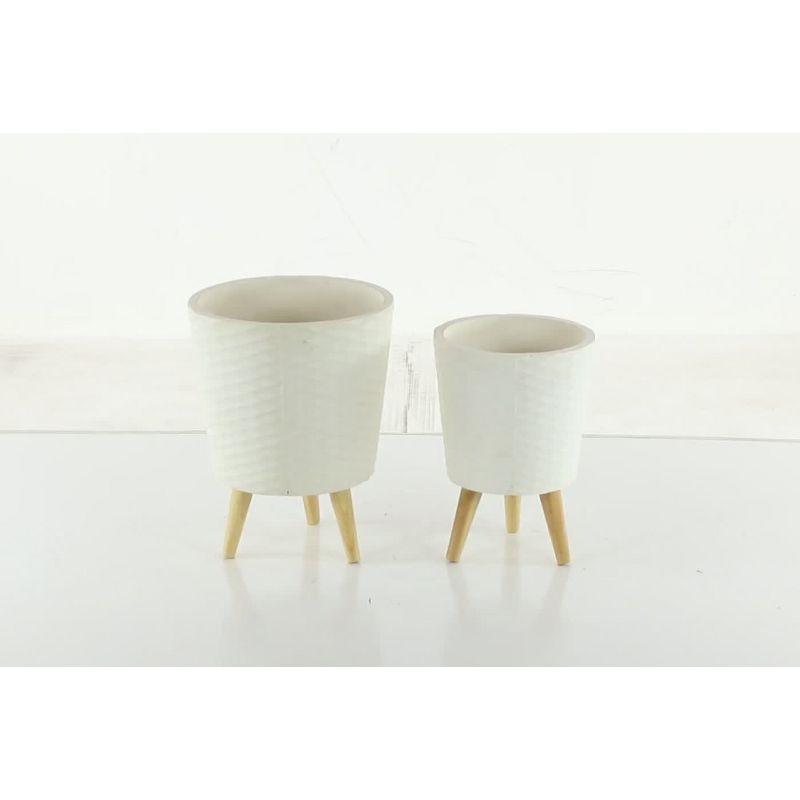 Set of 2 Textured Fiberclay Planters Gray - Olivia & May: Contemporary Indoor/Outdoor Decor, No Drainage Holes