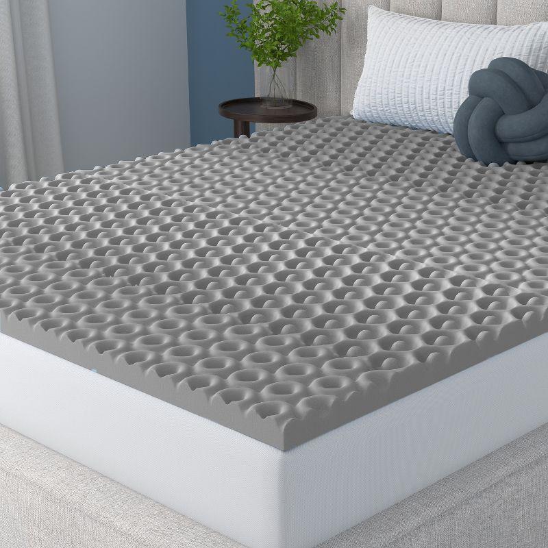 Vibe 2” Cool Pod Convoluted Gel Memory Foam Mattress Topper, Full