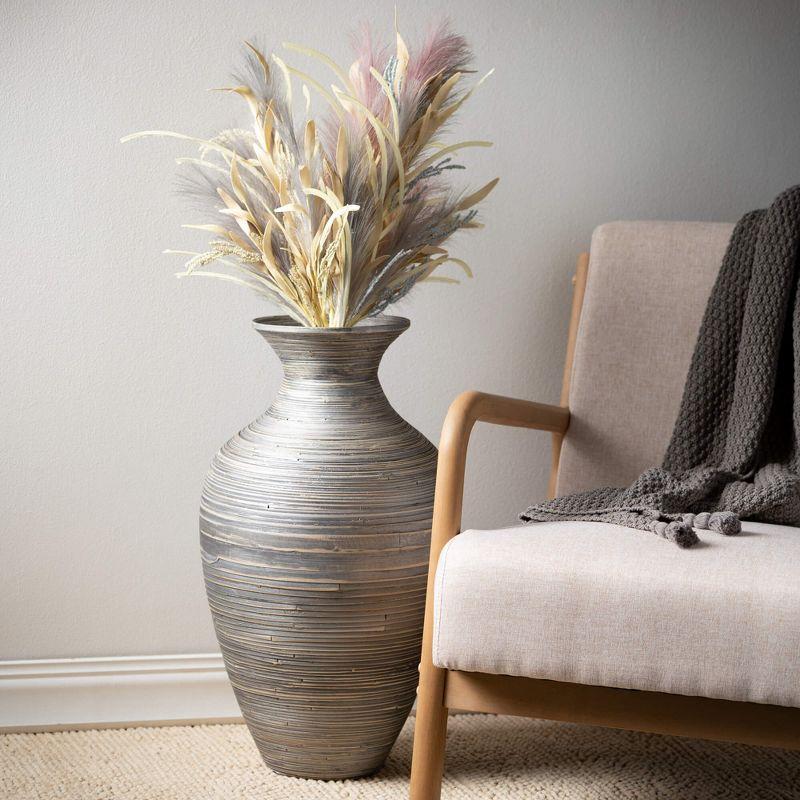Sullivans 25.5", 19.5" & 14.25" Modern Gray Bamboo Vase Set of 3