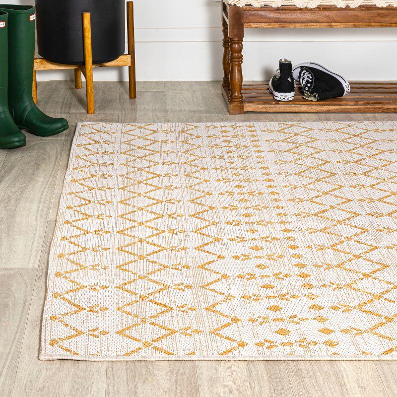 Ourika Moroccan Geometric Textured Weave Indoor/Outdoor Area Rug - JONATHAN Y