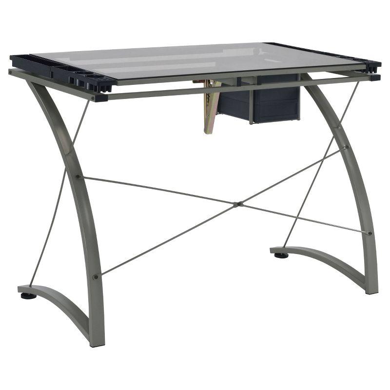Melo 3 Drawer Glass Top Drafting Desk with Supply Storage Silver - Coaster
