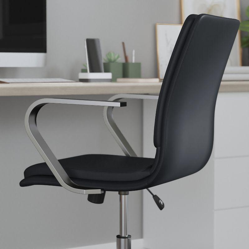 Black Faux Leather Swivel Task Chair with Chrome Base