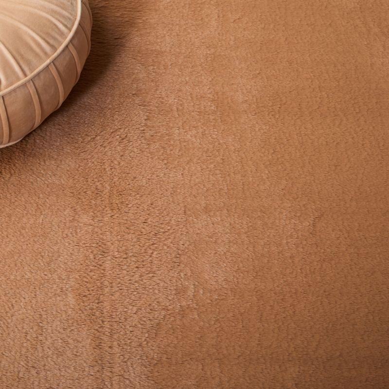 Faux Rabbit Fur FRF500 Power Loomed Machine Washable Indoor Area Rug - Brown - 6'x6' - Safavieh