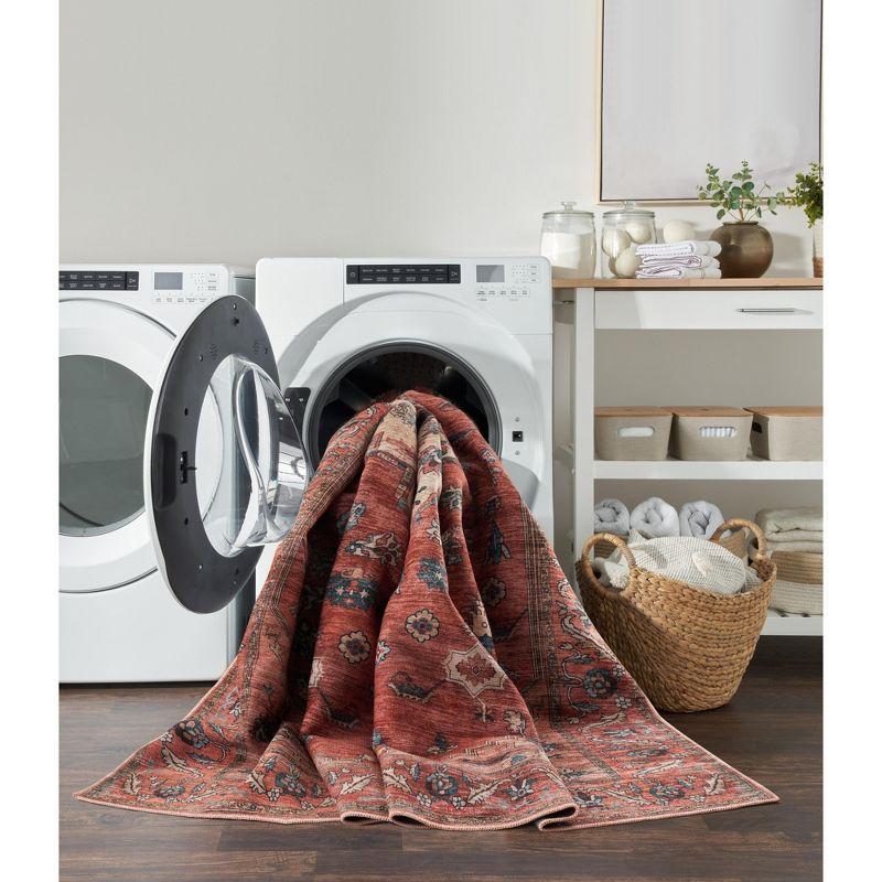 Nourison Brilliance Machine Washable 5'3" x 7'3" Rust Multicolor Vintage Indoor Non-Slip Flatweave Rug