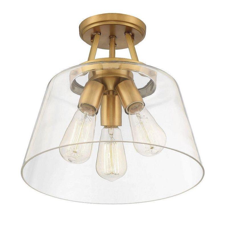 Savoy House Calhoun 3 - Light Semi-Flush Mount in  Warm Brass