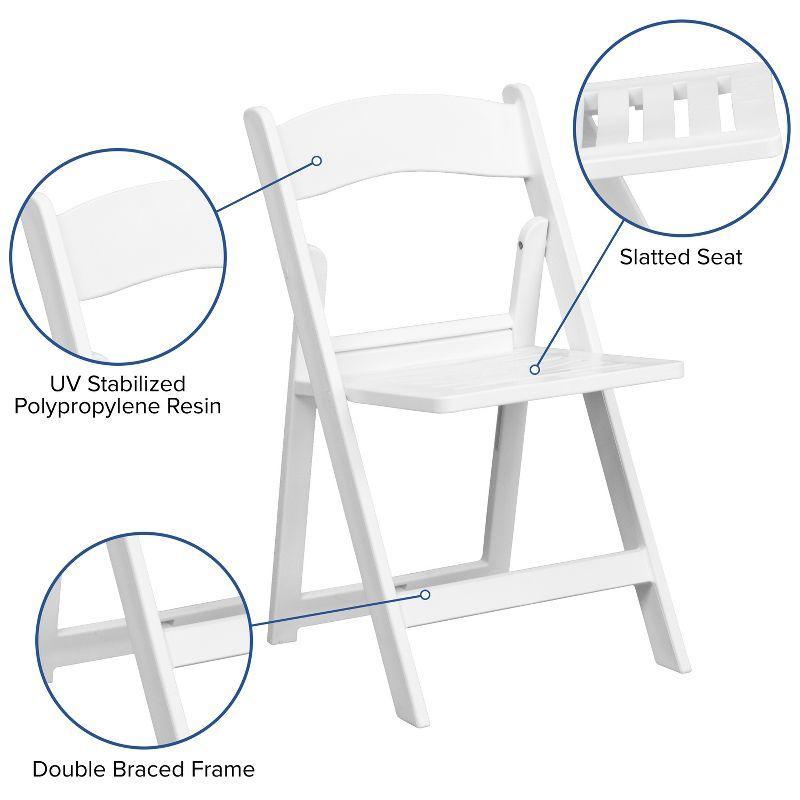 Emma + Oliver 2 Pack White Resin Slatted Folding Chairs