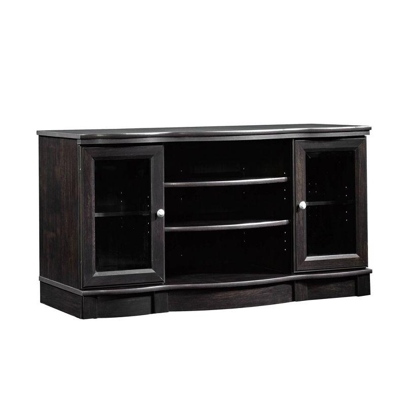 Sauder Regent Place Panel TV Stand for TVs up to 50" Estate Black: Entertainment Center with Storage, Paper Veneer Surface