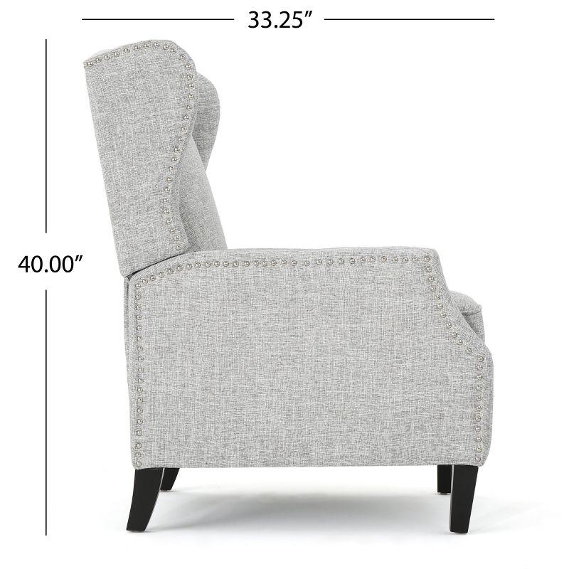 Wescott Traditional Press-Back Recliner Light Gray - Christopher Knight Home: Studded, Padded, Wingback
