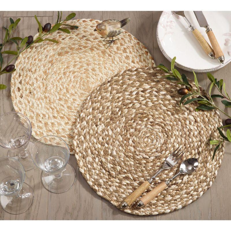 Round Woven Jute Placemats Set of 4 in Coffee