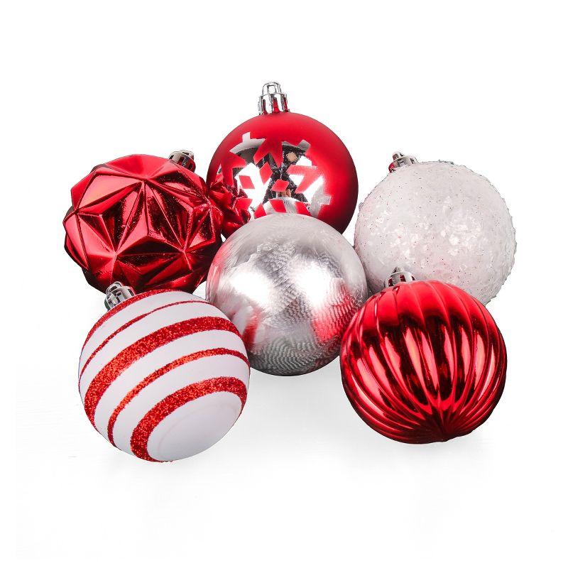 National Tree Company First Traditions Christmas Tree Ornaments, Red and White Ball Assortment, Set of 96