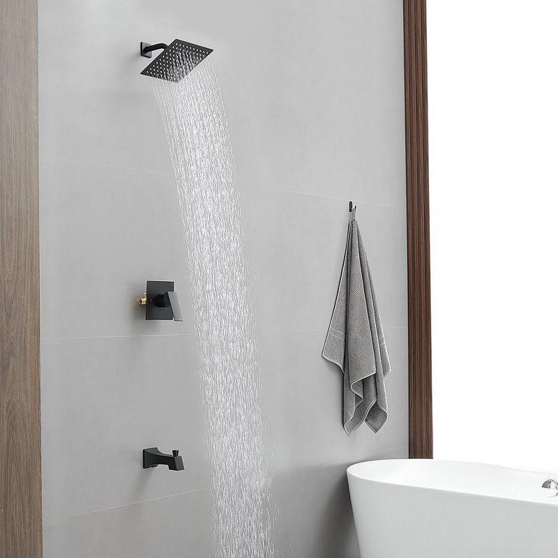 Single-Handle 2-Spray Rainfall Square Shower Faucet 2.5 GPM with High Pressure Tub Spout