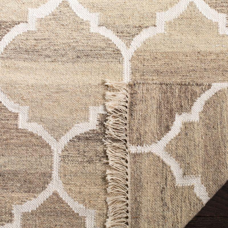 Gray and Ivory Flatweave Wool Geometric Area Rug