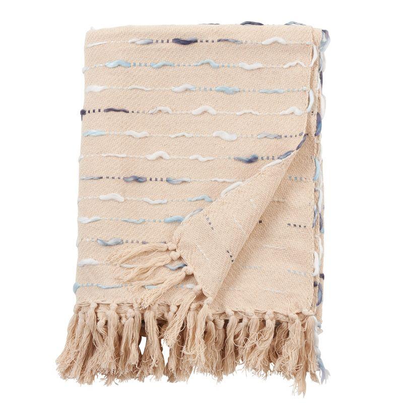 Saro Lifestyle Stitched Striped Throw With Tasseled Edges