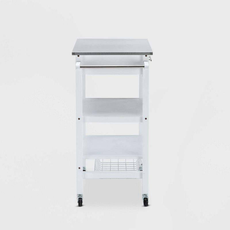 Hennington Kitchen Cart with Stainless Steel Top White - Boraam