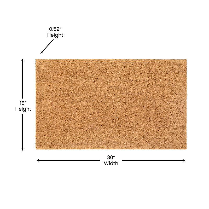 Flash Furniture Harbold 18" x 30" Indoor/Outdoor Solid Natural Coir Doormat with Non-Slip Backing in Natural
