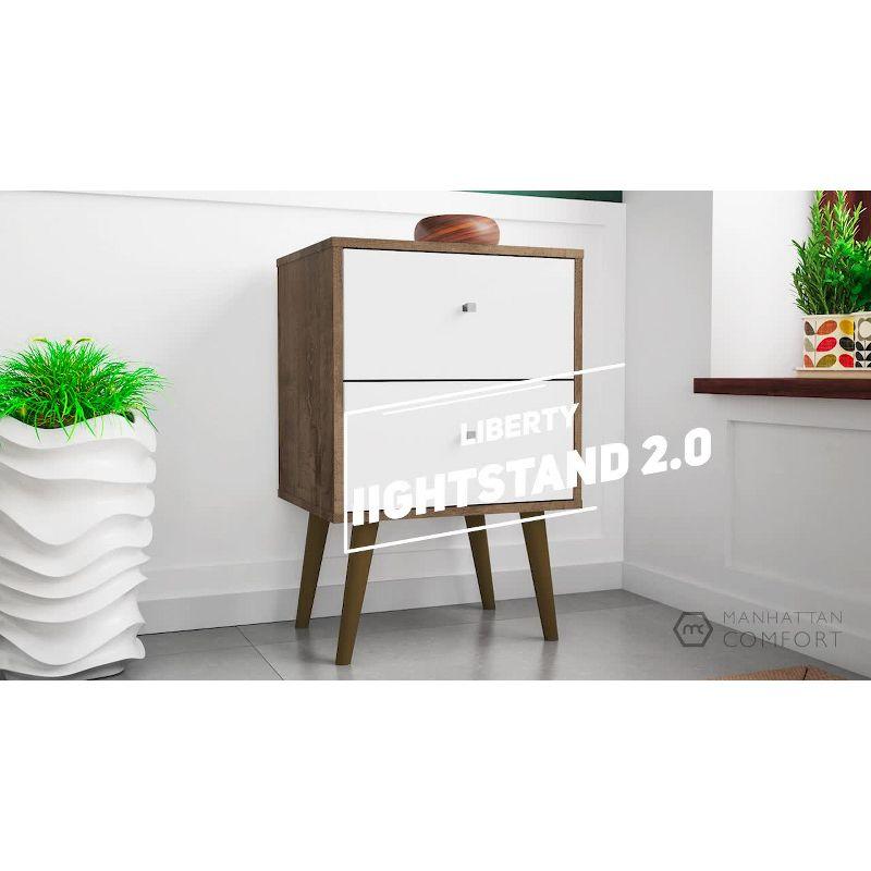 Liberty 2.0 Mid Century Modern Nightstand Rustic Brown/Yellow - Manhattan Comfort