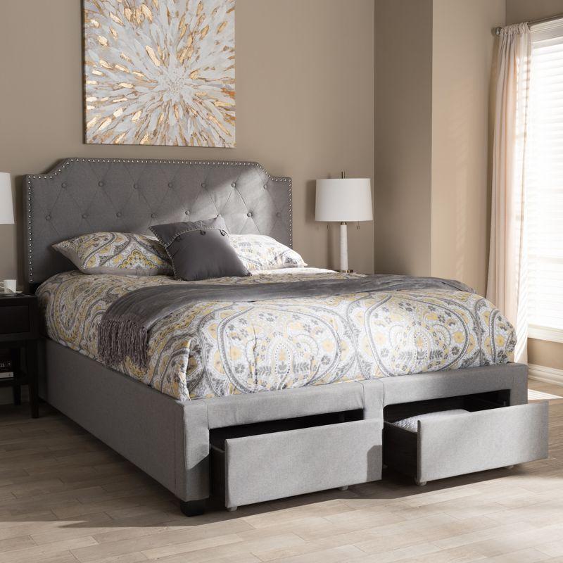 Queen Aubrianne Modern and Contemporary Fabric Upholstered Storage Bed Gray - Baxton Studio: Wood Composite Frame, Polyester Fill