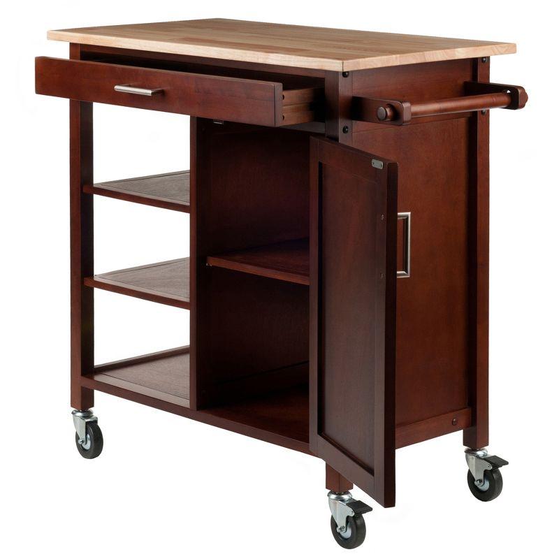 Marissa Kitchen Cart Walnut - Winsome: Solid Beechwood Top, Enclosed Cabinet, Locking Casters