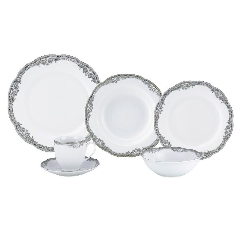 Lorren Home Trends 24 Piece Porcelain China Dinnerware Set - Service for 4