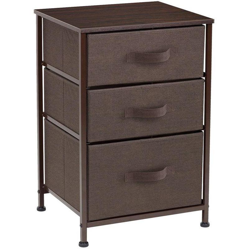 Sorbus Brown 3-Drawer Compact Nightstand with Steel Frame and Wood Top