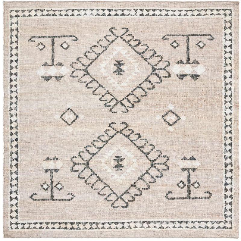 Kilim KLM762 Flat Weave Area Rug - Grey/Black - 7'x7' - Safavieh