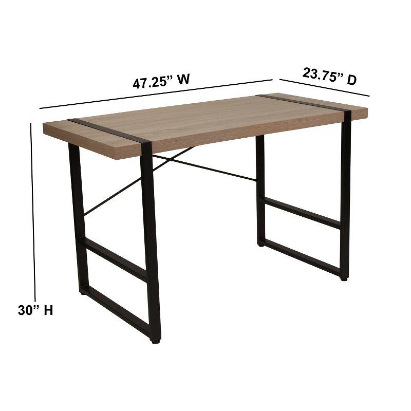 Flash Furniture Hanover Park Rustic Wood Grain Finish Console Table with Black Metal Frame