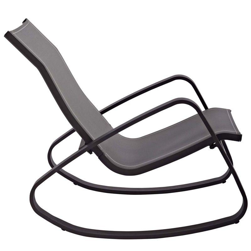 Modway Traveler Rocking Lounge Chair – Outdoor Patio Mesh Sling Rocker in Black on Black Frame