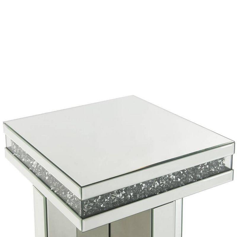 Elegant Noralie 28" Mirrored Glass End Table with Diamond Accents