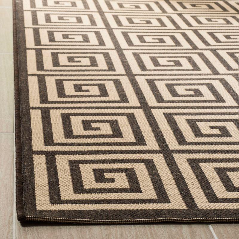 Linden Cream/Brown Geometric Synthetic Runner Rug - 2' x 8'