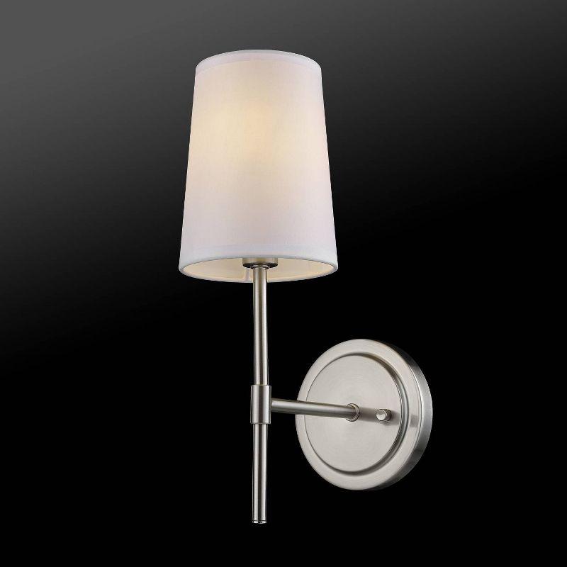 Clarissa Brushed Nickel Modern Glam Lantern Wall Sconce with White Shade