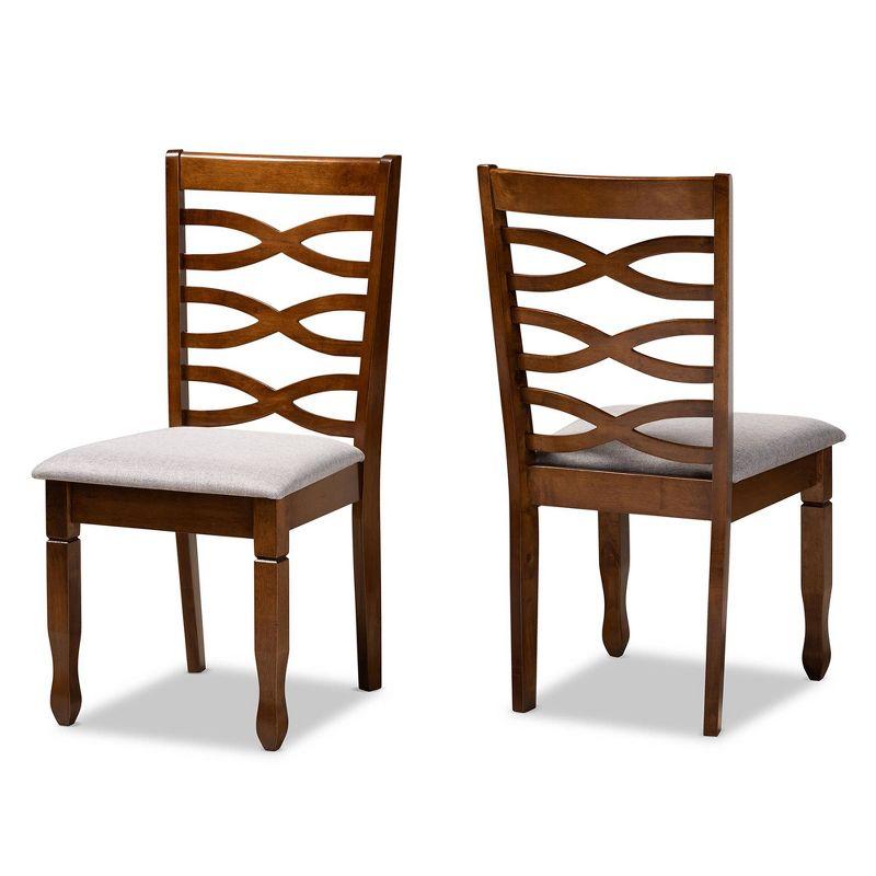 2pc LanierFabric Upholstered and Wood Dining Chair Set Gray/Walnut - Baxton Studio: Tapered Feet, Polyester Upholstery