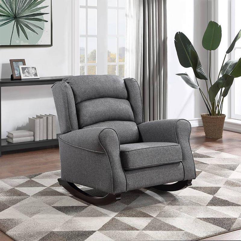 Fabien 40" Gray Fabric Rocking Chair with Metal Frame