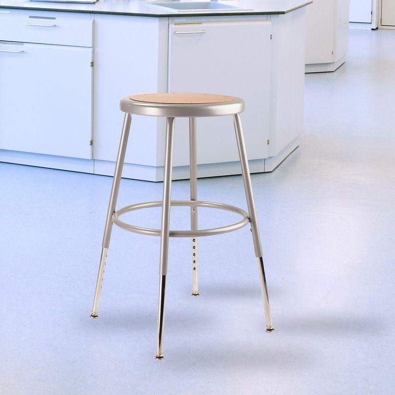 Adjustable Gray Metal Laboratory Swivel Stool with Footring