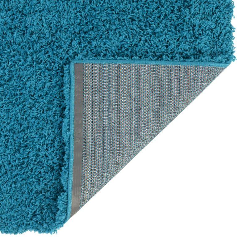 Turquoise Blue Synthetic Shag Runner Rug for Kids