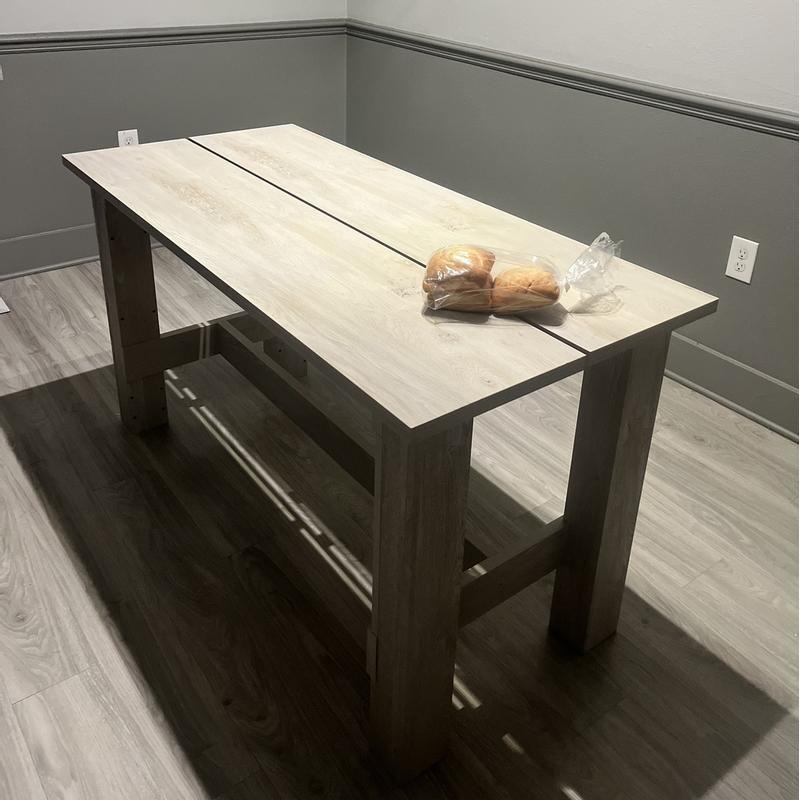 Sauder Boone Mountain Dining Table Grand Walnut: 1" Thick Top, Seats 4, Laminated Surface, Metal Frame: CARB Certified, Non-Extendable