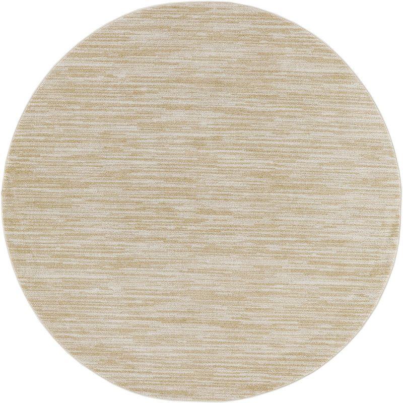 Nourison Essentials Easy Care Indoor Outdoor Area Rug - Ivory Gold 4' x Round