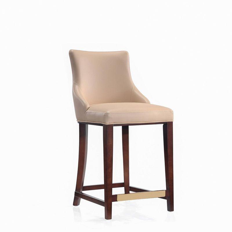 Manhattan Comfort Shubert Modern Leatherette Upholstered Counter Height Barstool Tan: Beech Wood Legs, No Assembly Required