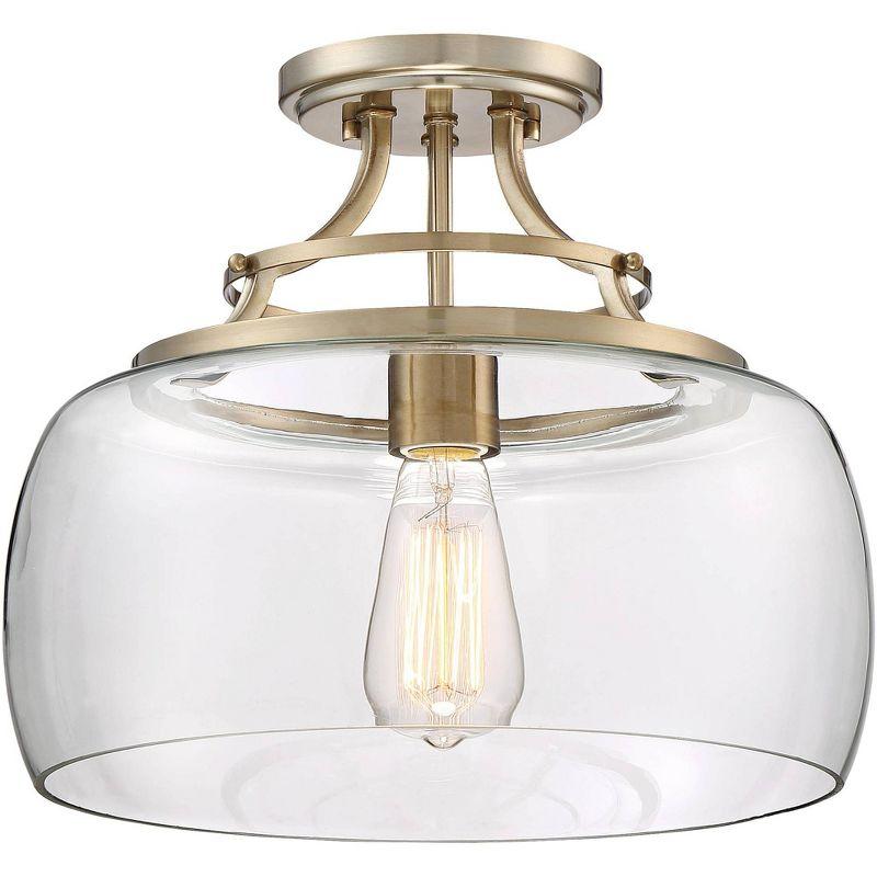 Charleston Brass and Clear Glass Drum Semi Flush Mount