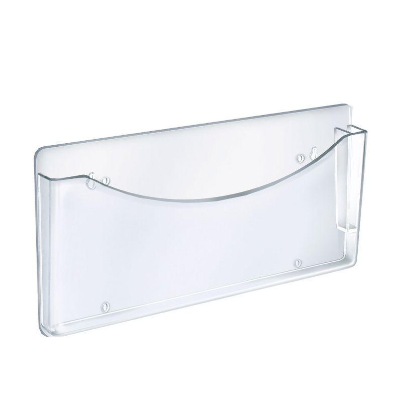 Clear Plastic Wall Mount File Holder with Pen Pocket, 2-Pack