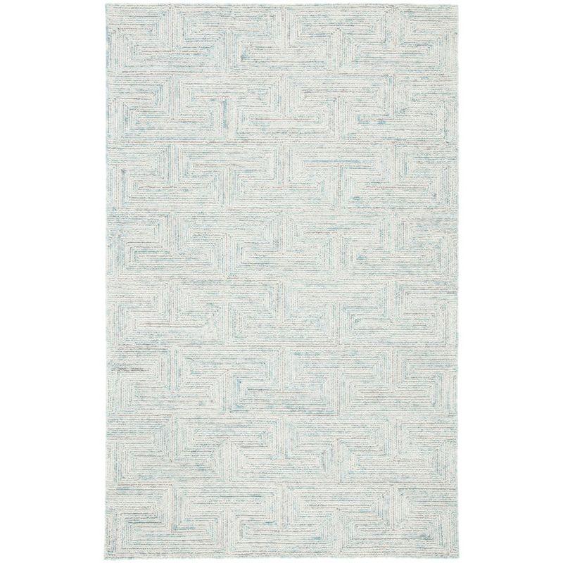 Ikat IKT101 Hand Tufted Area Rug - Teal/Grey - 4'x6' - Safavieh