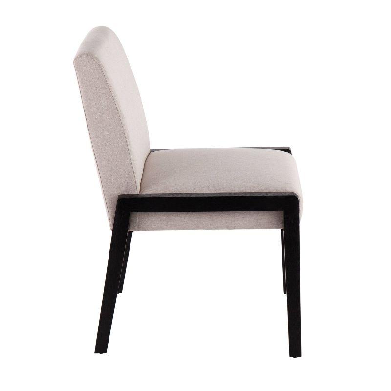 Carmen Beige Fabric and Black Wood Velvet Dining Chairs - Set of 2