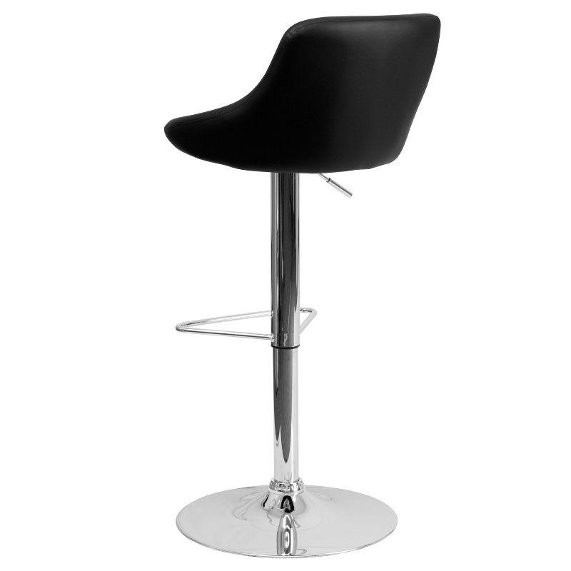 Emma and Oliver 2 Pack Contemporary Black Vinyl Bucket Seat Adjustable Height Barstool-Chrome Base