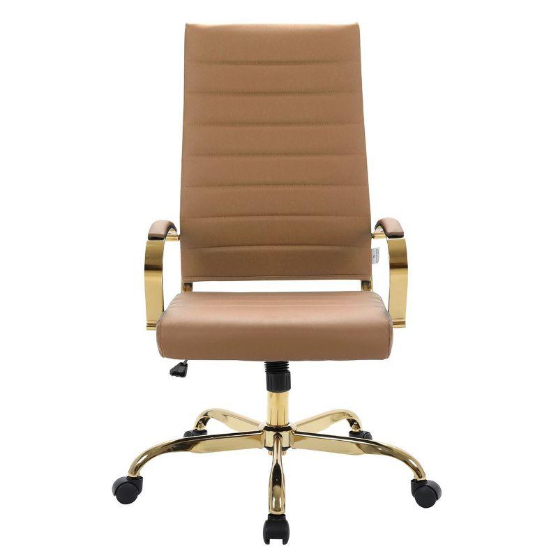 LeisureMod Benmar High-Back Leather Office Chair with Swivel, Tilt, Adjustable Height, Ergonomic Design for Home Office, Study, or Workspace