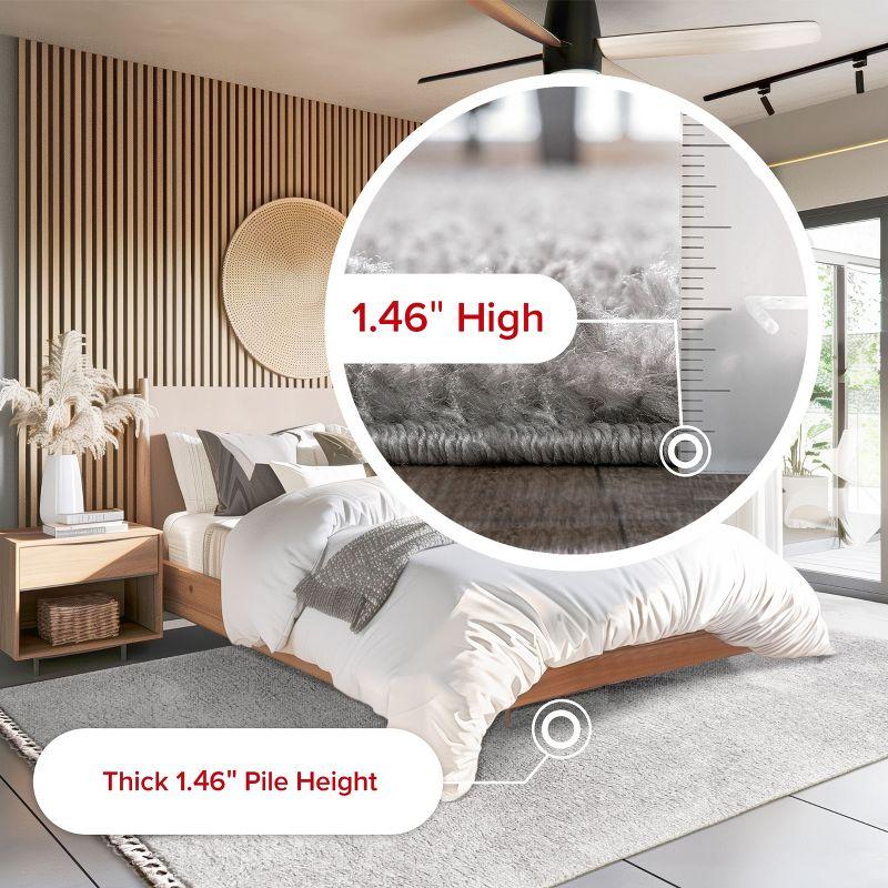 Nuloom Neva Solid 4x6 Shag Indoor Area Rug for Living Room Bedroom Dining Room Nursery, Grey/Ivory