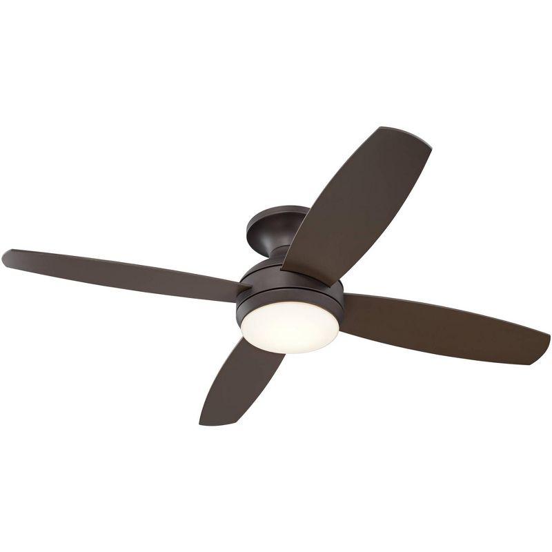 Casa Vieja 52" Casa Elite Mid Century Modern Indoor Ceiling Fan 4 Blade LED Light Remote Control Oil Rubbed Bronze Finish Bedroom Living Room Hugger