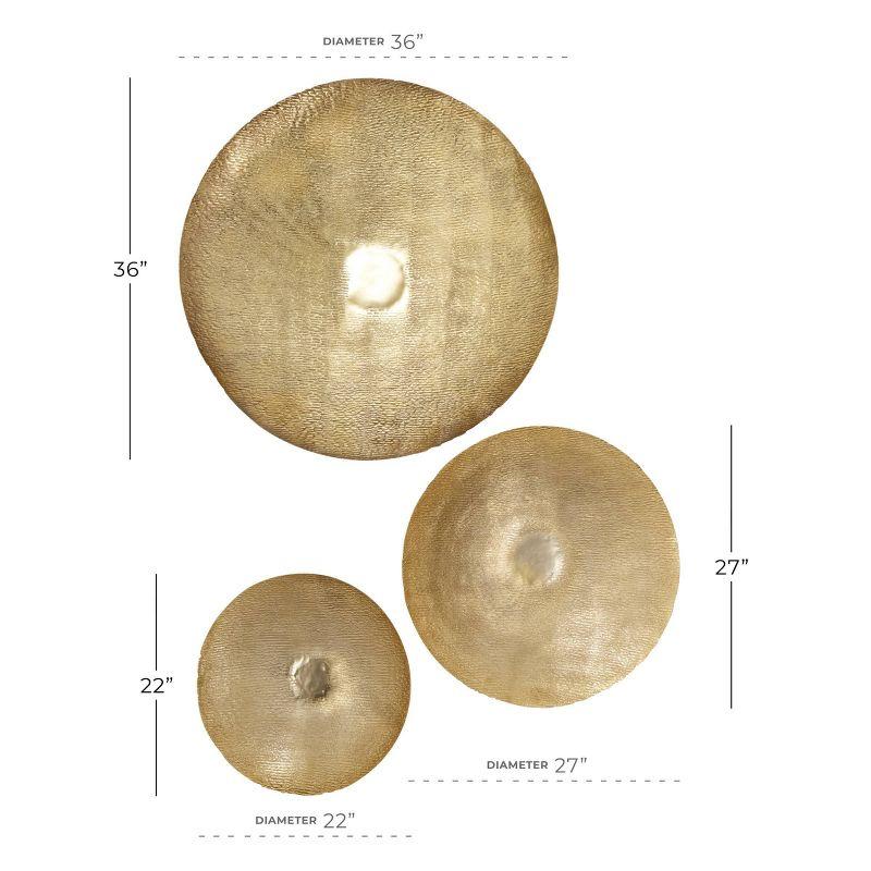 Set of 3 Metal Plate Large Metallic Disk Wall Decors - Olivia & May