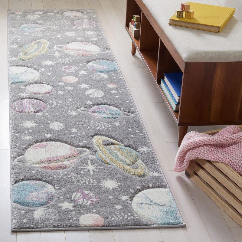 Enchanted Playtime Grey/Lavender Synthetic Kids' Rug 28"x10"