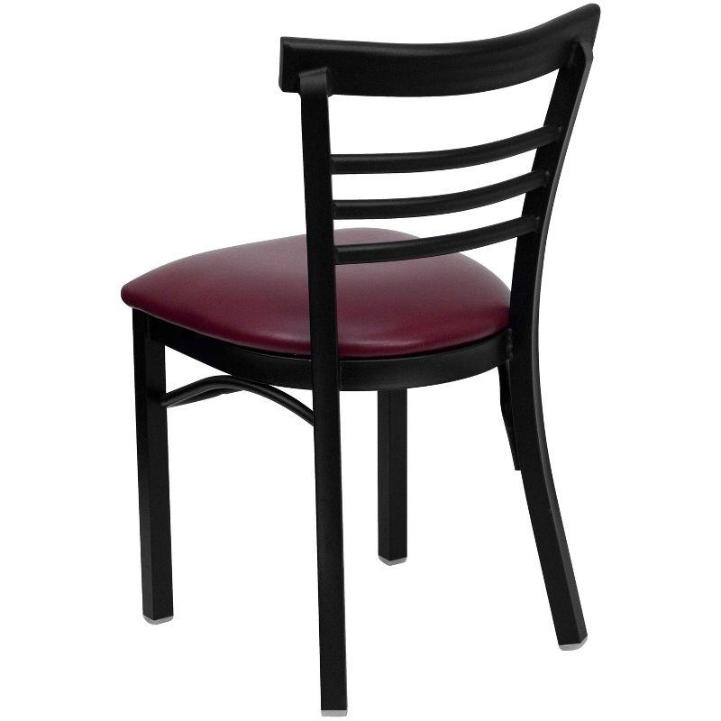 Flash Furniture Black Three-Slat Ladder Back Metal Restaurant Chair