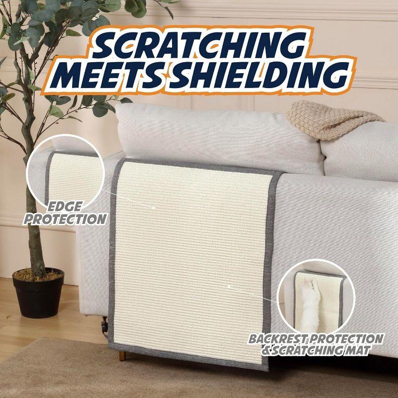 Panther Armor Sisal Cat Couch Protector Guard, Prevents Cat Scratching Furniture, Durable Furniture Protectors, Gray, Back Rest